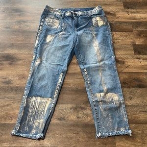 Soho boyfriend fit gold paint jeans. Size 12